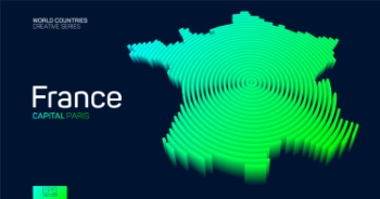 Abstract Isometric Maps of Counties with Circular Neon Lines 47xAI