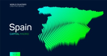 Abstract Isometric Maps of Counties with Circular Neon Lines 47xAI