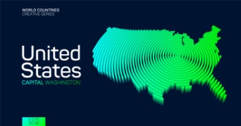Abstract Isometric Maps of Counties with Circular Neon Lines 47xAI
