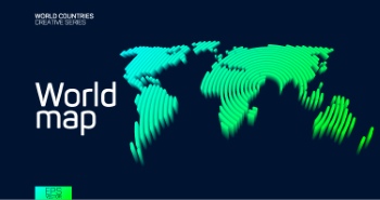 Abstract Isometric Maps of Counties with Circular Neon Lines 47xAI