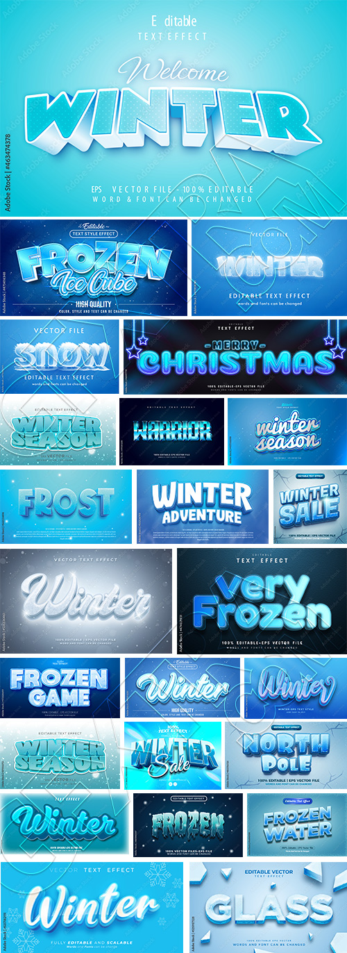 Winter, Ice & Snow Text Effects #1, 26xAI