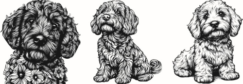 Hand Drawn Dog Vector Sketches #2, 25xAI