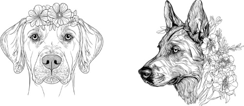 Hand Drawn Dog Vector Sketches #2, 25xAI