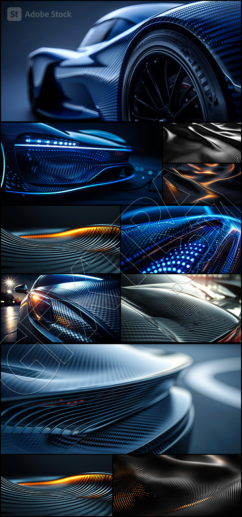 Headlights and Curved Edges of Carbon Fiber Themes 30xJPEG