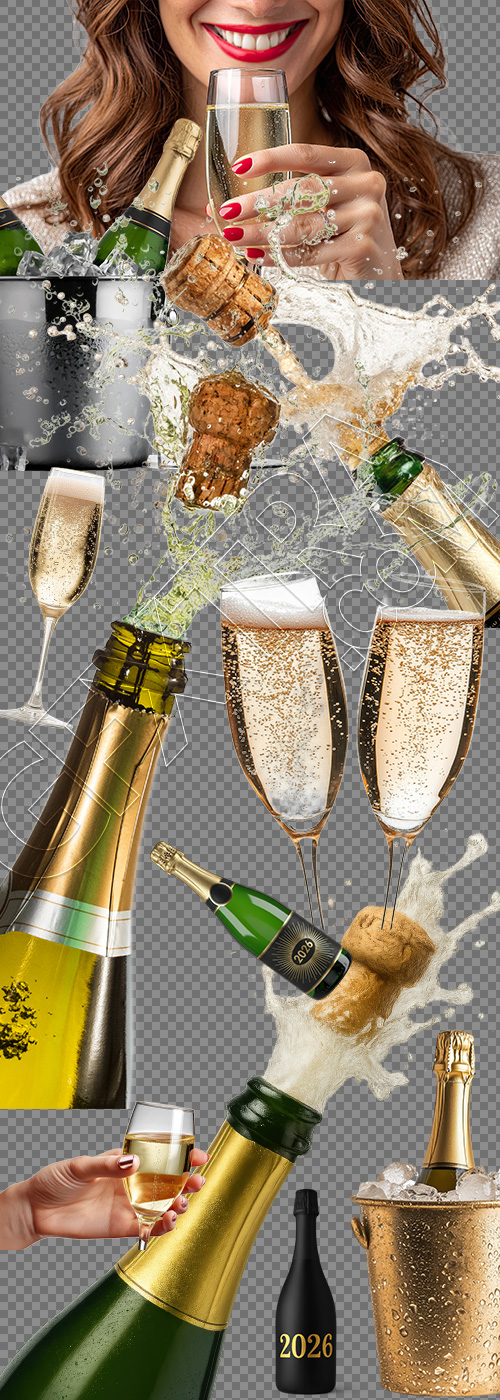 Champagne Popping Celebration 18xPNG, 10xJPEG
