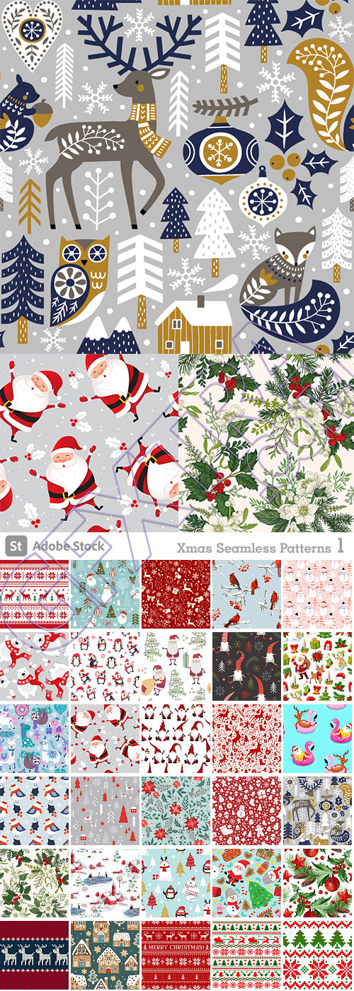 Xmas Seamless Patterns #1, 30xAI