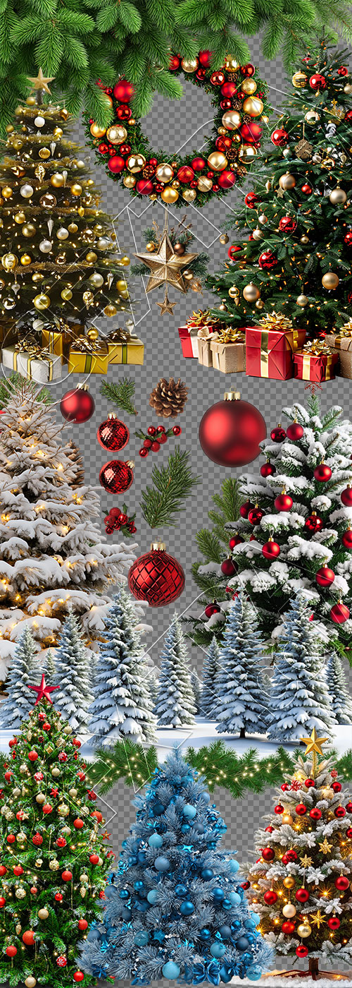Christmass Tree & Pine Decorations 30xPNG