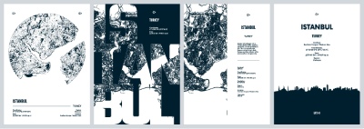 City Map, Silhouette, Skyline Poster Templates #1, 25xAI