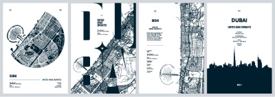 City Map, Silhouette, Skyline Poster Templates #1, 25xAI