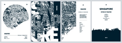 City Map, Silhouette, Skyline Poster Templates #1, 25xAI