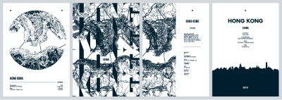 City Map, Silhouette, Skyline Poster Templates #1, 25xAI