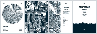 City Map, Silhouette, Skyline Poster Templates #1, 25xAI