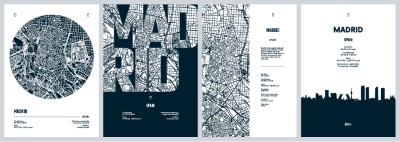 City Map, Silhouette, Skyline Poster Templates #1, 25xAI
