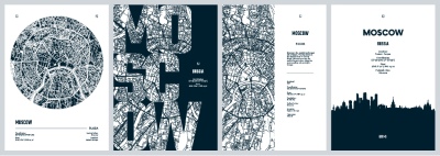 City Map, Silhouette, Skyline Poster Templates #1, 25xAI