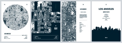 City Map, Silhouette, Skyline Poster Templates #1, 25xAI