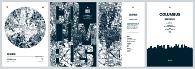 City Map, Silhouette, Skyline Poster Templates #3, 25xAI City Map, Silhouette, Skyline Poster Templates #3, 25xAI