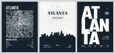 City Map, Silhouette, Skyline Poster Templates #3, 25xAI City Map, Silhouette, Skyline Poster Templates #3, 25xAI