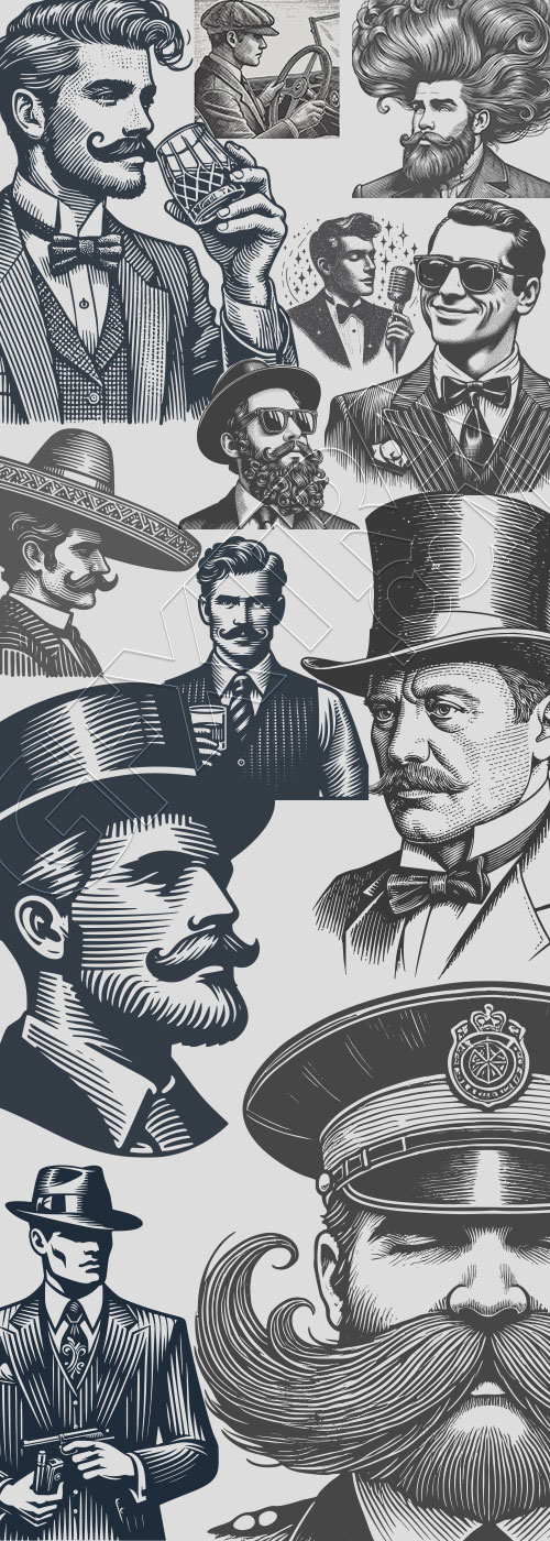 Vintage Engraving Style Gentleman 29xAI