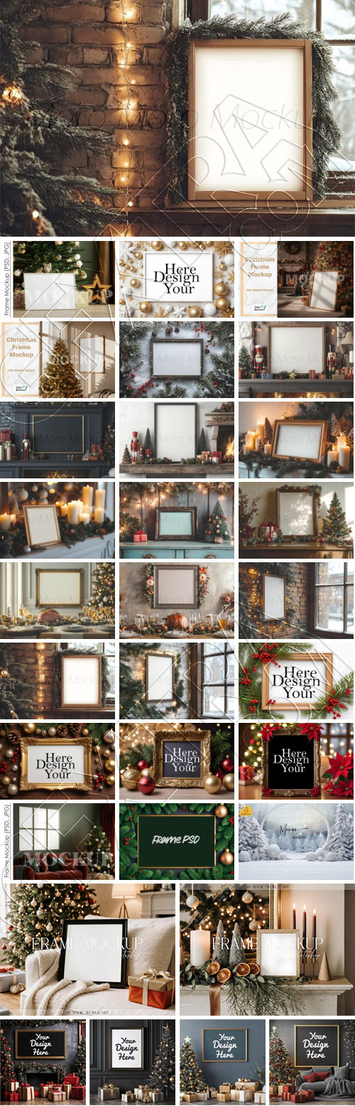 35 Christmas Frame Mockups PSD PNG