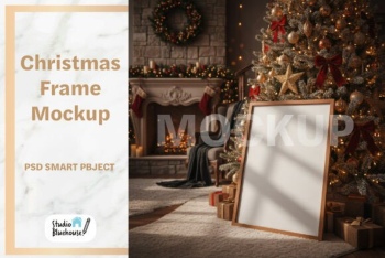 35 Christmas Frame Mockups PSD PNG