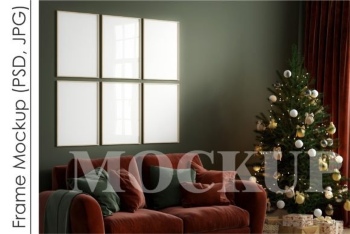 35 Christmas Frame Mockups PSD PNG