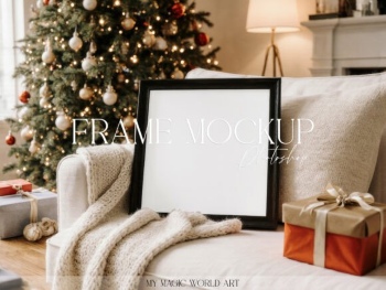35 Christmas Frame Mockups PSD PNG