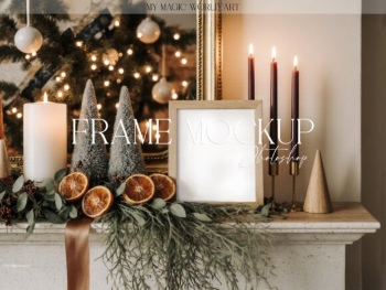 35 Christmas Frame Mockups PSD PNG