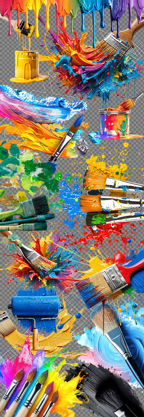 Painting - Isolated Brush and Splatters 38xPNG