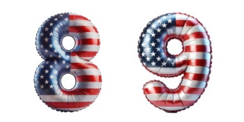 American USA Flag Balloon Letters & Numbers PNG