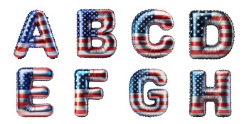 American USA Flag Balloon Letters & Numbers PNG
