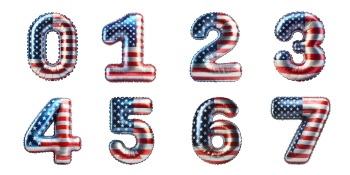 American USA Flag Balloon Letters & Numbers PNG