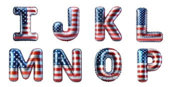 American USA Flag Balloon Letters & Numbers PNG