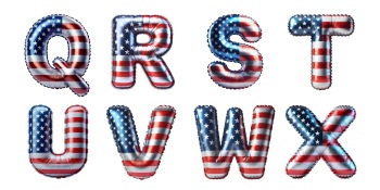 American USA Flag Balloon Letters & Numbers PNG