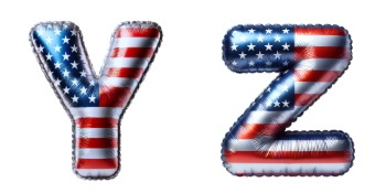 American USA Flag Balloon Letters & Numbers PNG