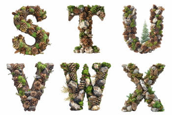 Forest Floor Alphabet Letters and Numbers PNG