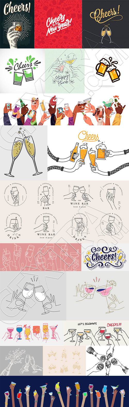 Cheers Mate 2026 - Hands Toasting & Clinking Drink Glasses 36xAI