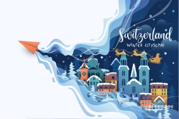 Famous Landmarks Travel Banner in Winter 20xAI