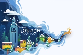 Famous Landmarks Travel Banner in Winter 20xAI