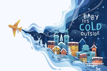 Famous Landmarks Travel Banner in Winter 20xAI