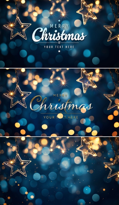Christmas New Year Card Templates & Text Effects 28xPSDT
