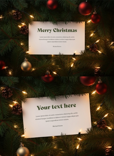 Christmas New Year Card Templates & Text Effects 28xPSDT