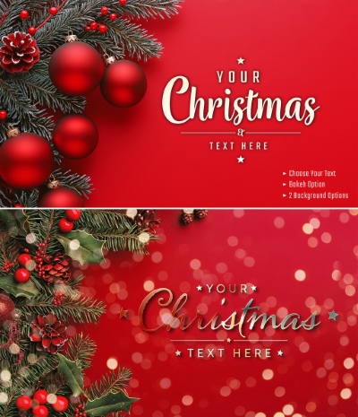 Christmas New Year Card Templates & Text Effects 28xPSDT