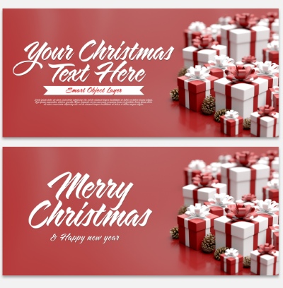 Christmas New Year Card Templates & Text Effects 28xPSDT