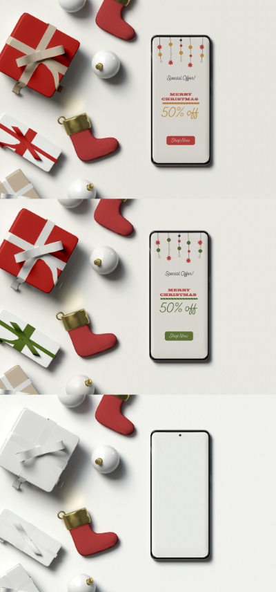 Christmas New Year Card Templates & Text Effects 28xPSDT