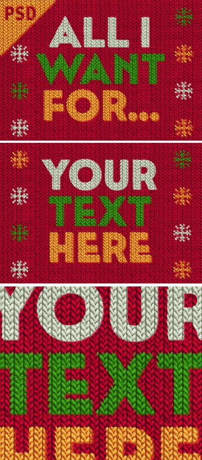 Christmas New Year Card Templates & Text Effects 28xPSDT