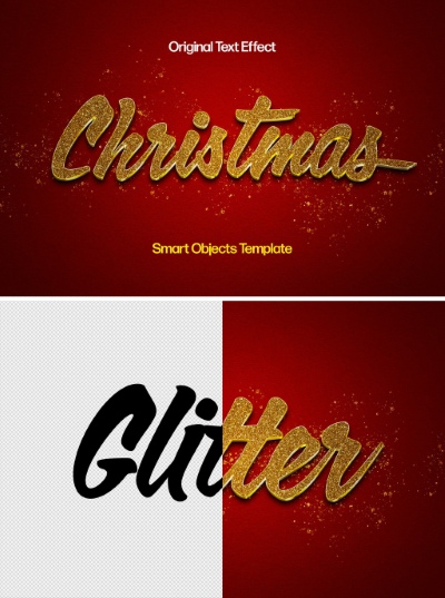 Christmas New Year Card Templates & Text Effects 28xPSDT