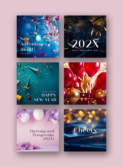 Christmas New Year Card Templates & Text Effects 28xPSDT