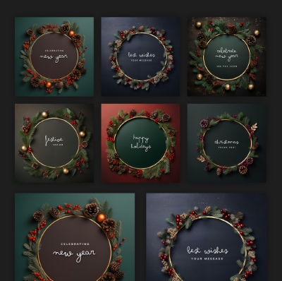 Christmas New Year Card Templates & Text Effects 28xPSDT