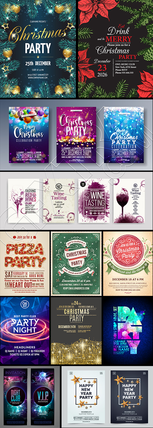 Christmas Party Invitation & Celebration Card Templates #1, 25xAI