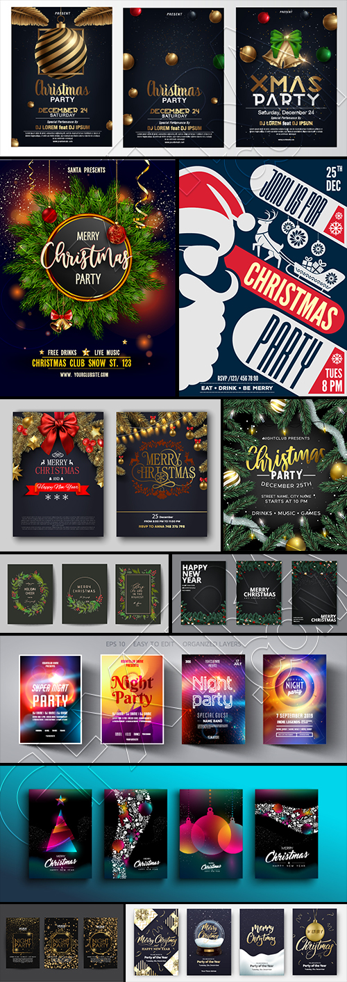 Christmas Party Invitation & Celebration Card Templates #2, 25xAI